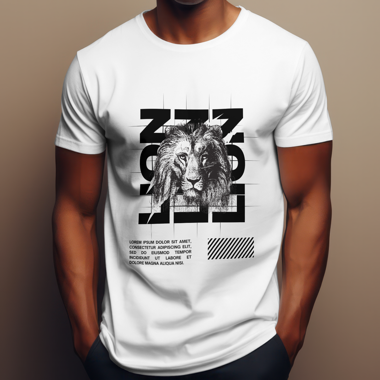 Lion Face White T-shirt for Men
