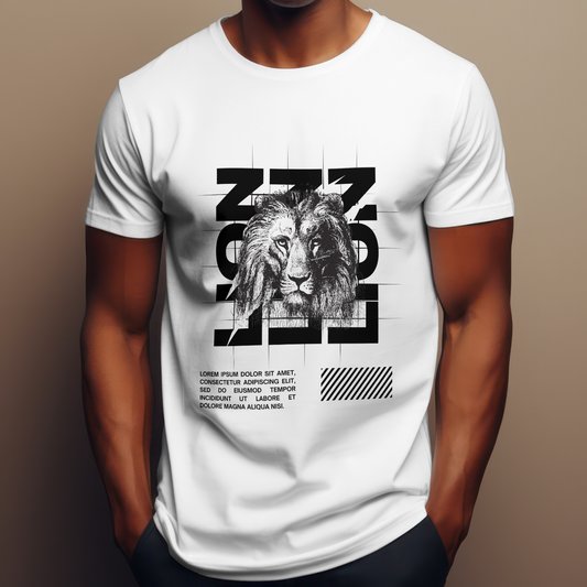 Lion Face White T-shirt for Men