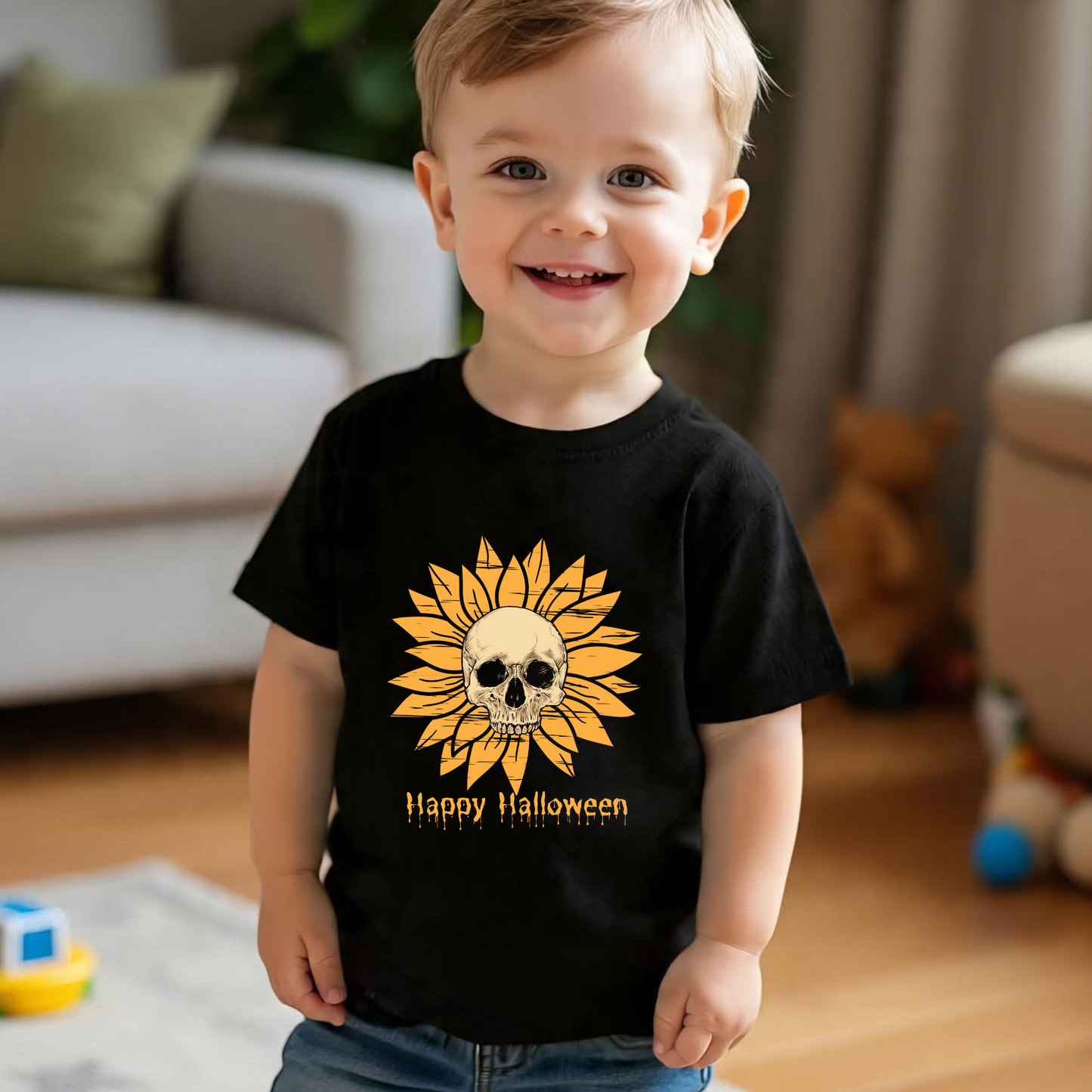 Sunflower Halloween Boy's Crew Neck T-Shirt