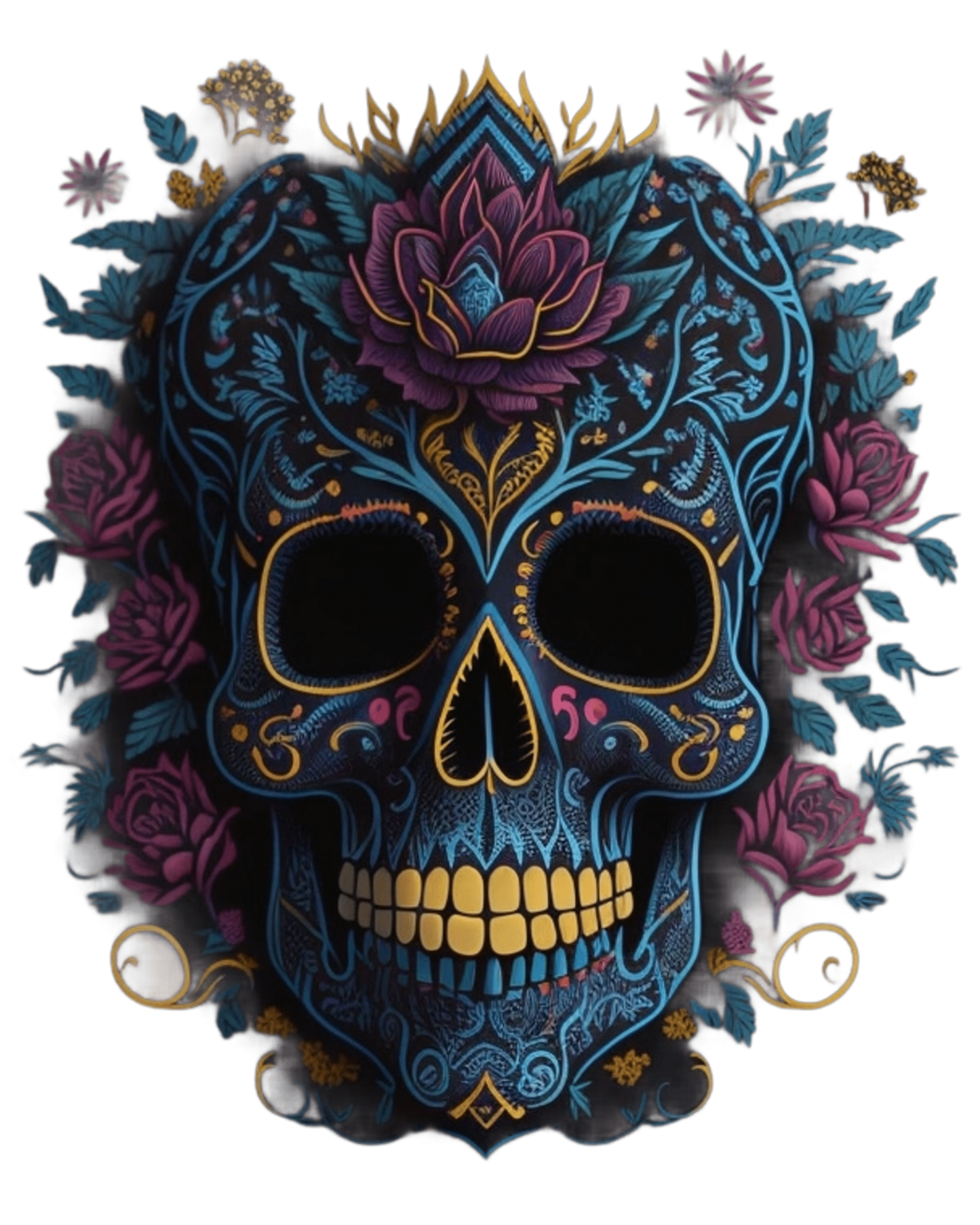 Skull and Roses Gothic T-Shirt – Dark Romantic Floral Skull Tee – Alternative Grunge Fashion