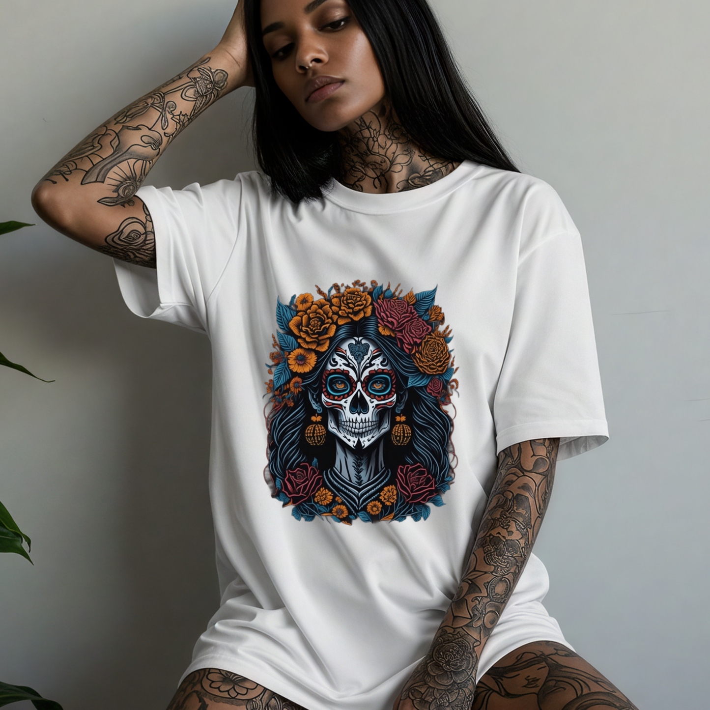 Graveyard Bloom -Gothic Skull and Rose T-Shirt for Women | Romantic Dark Aesthetic Tee | Soft Grunge Fashion