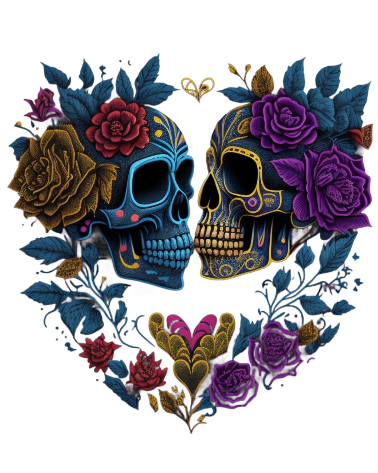Time Buried in Roses -Gothic T-Shirt – Dark Romantic Floral Skull Tee – Alternative Grunge Fashion