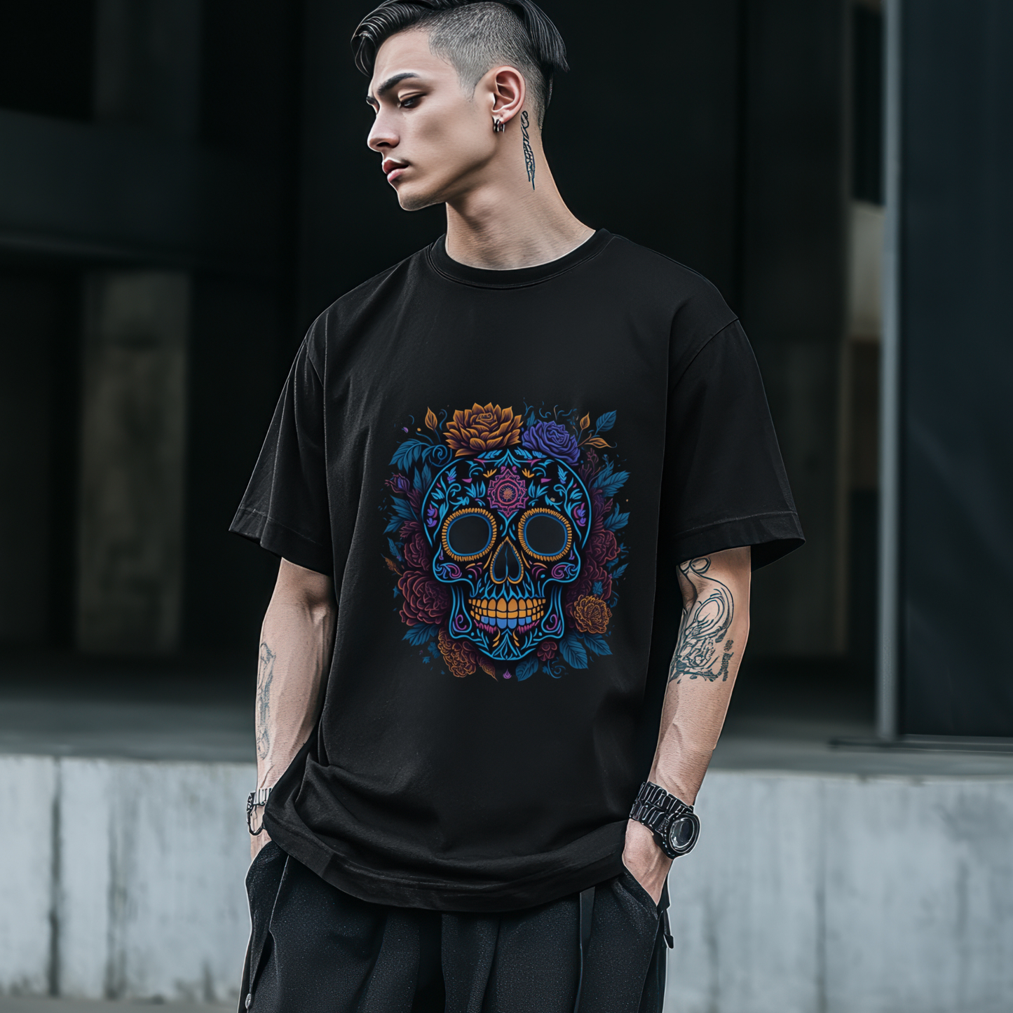 Petals of the Perished- Gothic T-Shirt – Dark Romantic Floral Skull Tee – Alternative Grunge Fashion