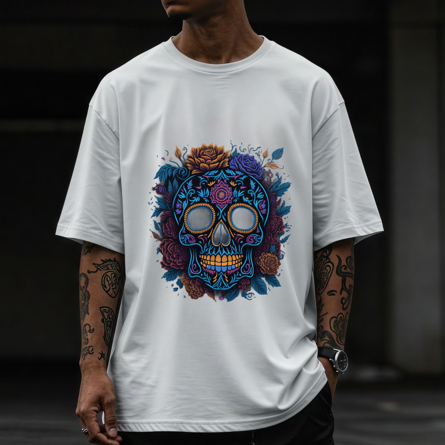 Petals of the Perished- Gothic T-Shirt – Dark Romantic Floral Skull Tee – Alternative Grunge Fashion