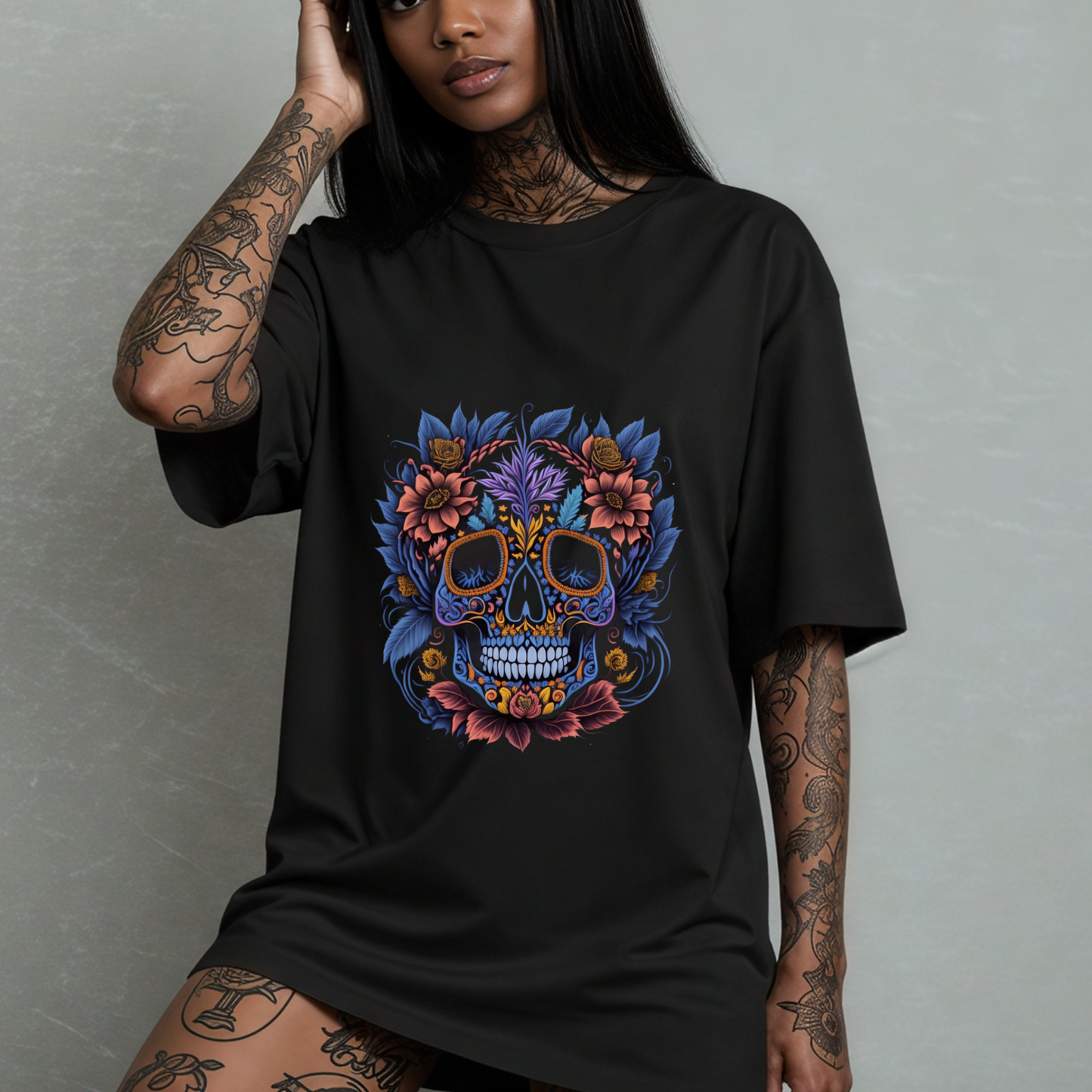 Romance of the Damned -Gothic T-Shirt – Dark Romantic Floral Skull Tee