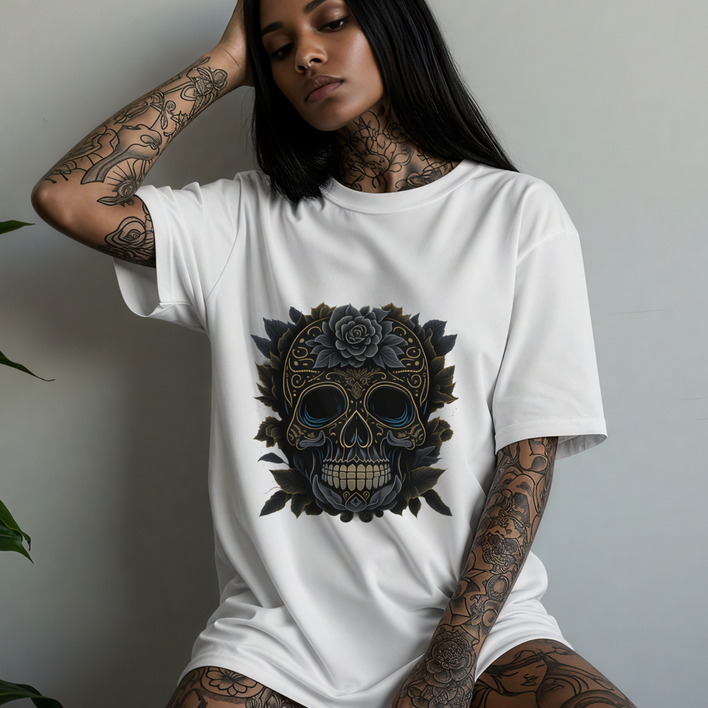 Cursed in Velvet -Gothic T-Shirt – Dark Romantic Floral Skull Tee