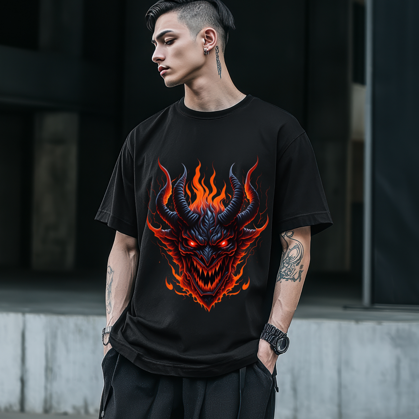 Smoke of the Damned -Men's Oversized T-shirt for bike lover and rebels