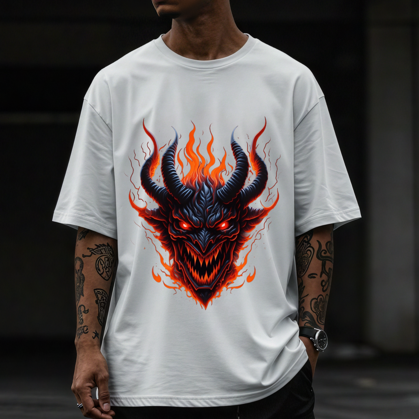 Smoke of the Damned -Men's Oversized T-shirt for bike lover and rebels