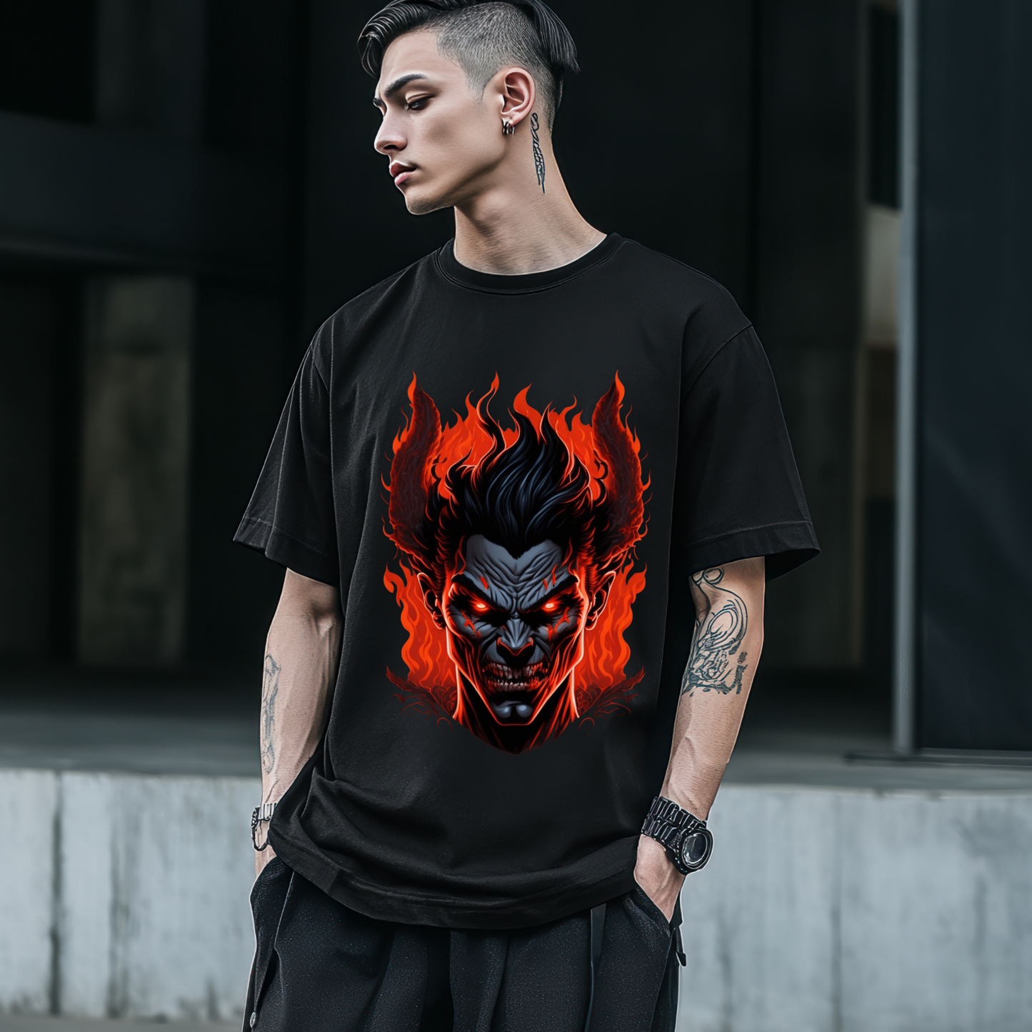 The Last Flame Flickers -Men's Oversized T-shirt for bike lover and rebels