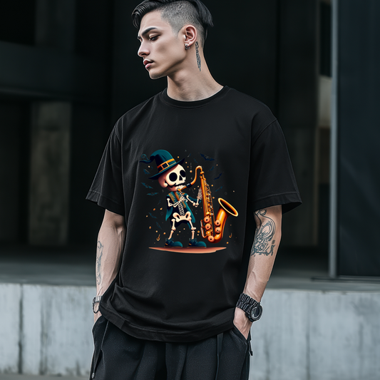 This Gig’s Deadly - Funny Skeleton T-Shirt | Music Lover Halloween Tee | Quirky Rock and Roll Shirt