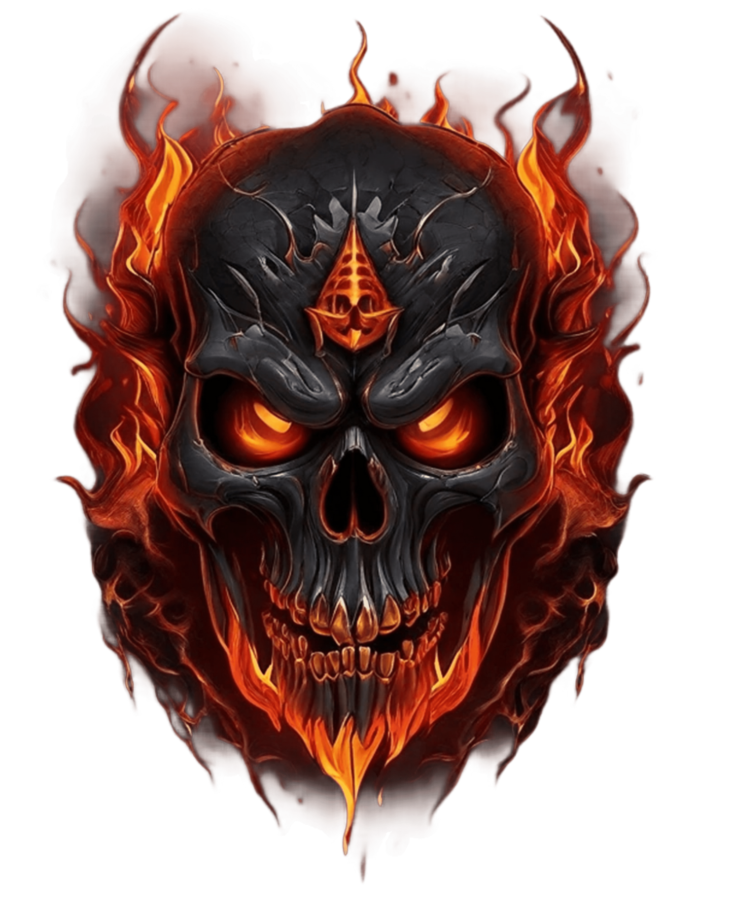 Fierce skul in flames Men's Oversized T-shirt for bike lover and rebels