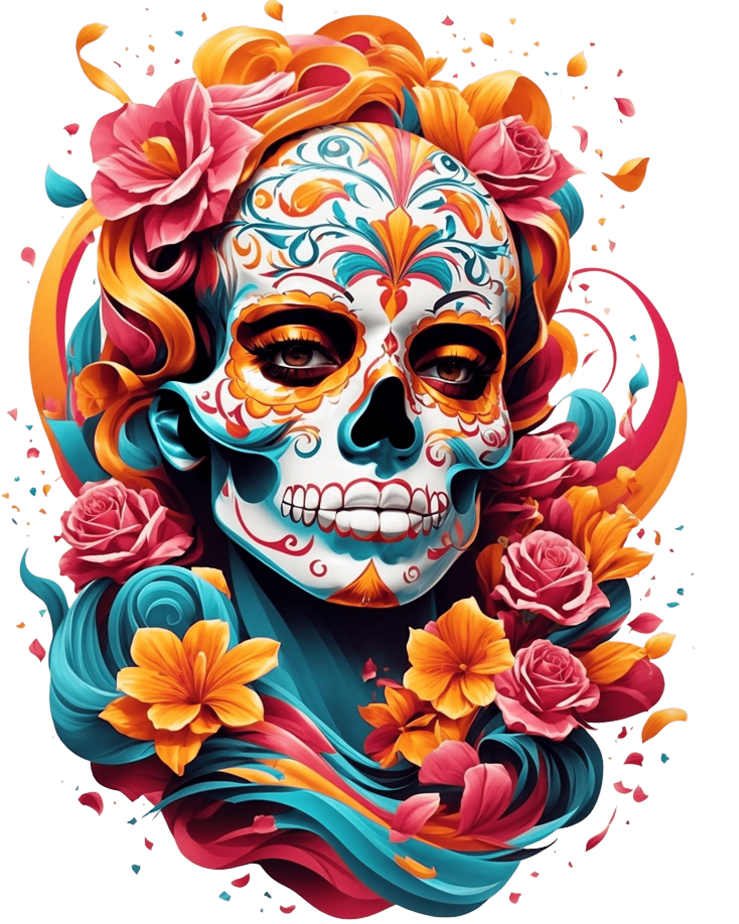Flowery Sugar skull Women's oversized T-shirt