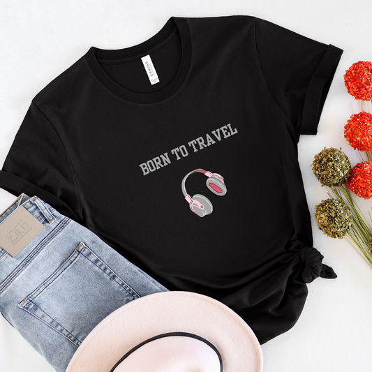 Born to travel headphone Men's travel t-shirt