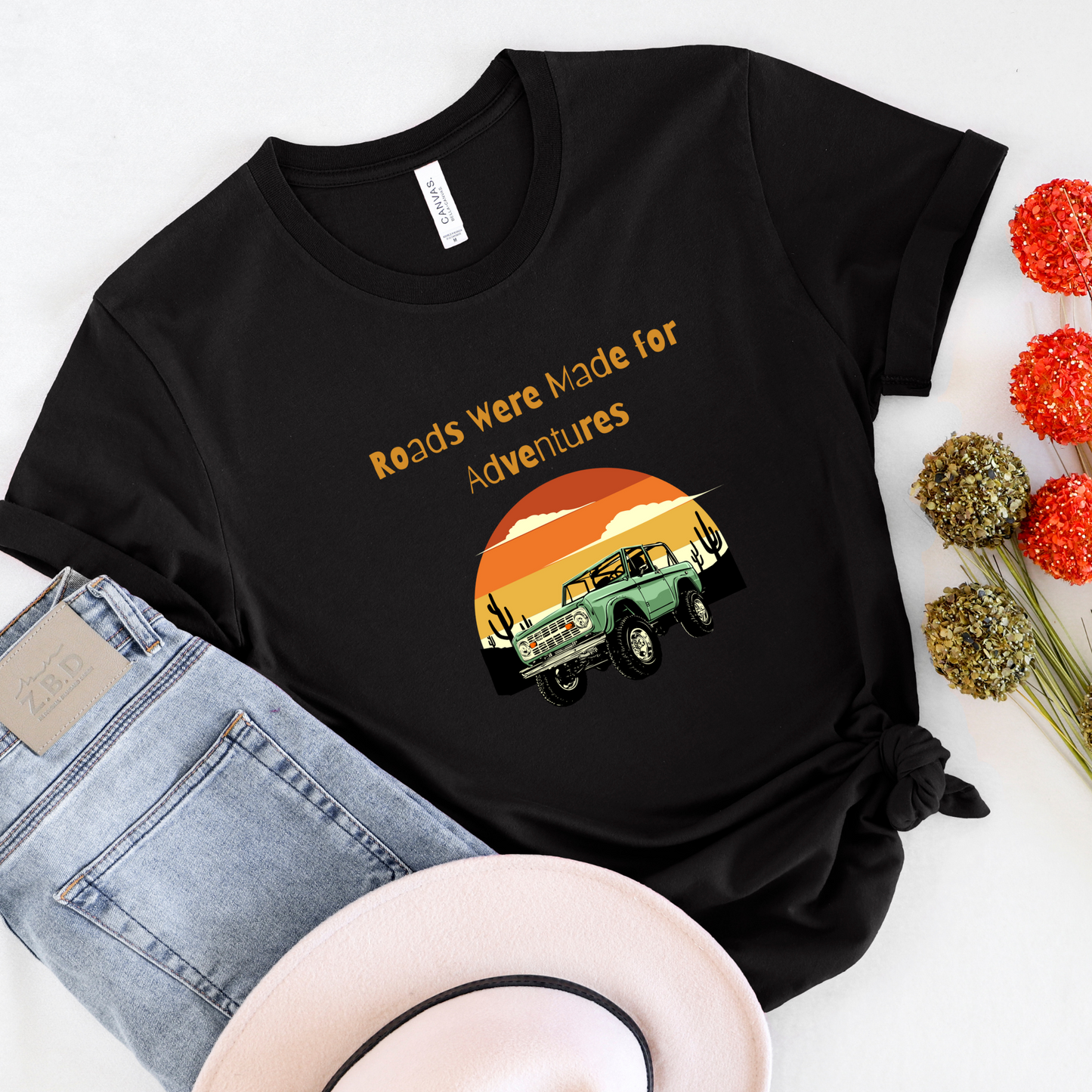 Road were made for adventure, retro Women's travel t-shirt