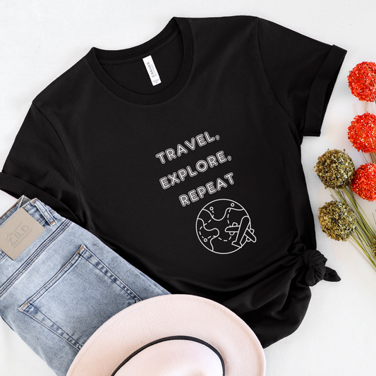 Travel, explore, repeat , globe Men's travel T-shirt