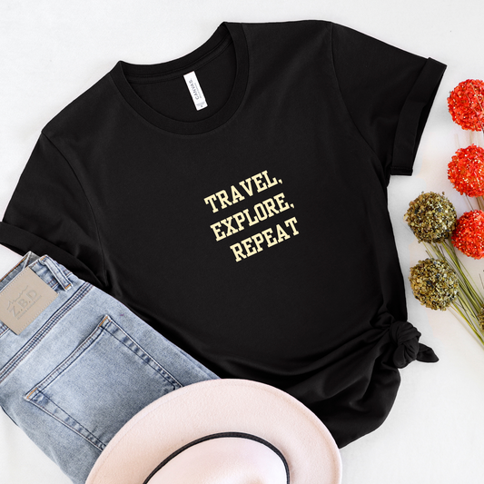 Travel, explore, repeat , saying Men's travel T-shirt