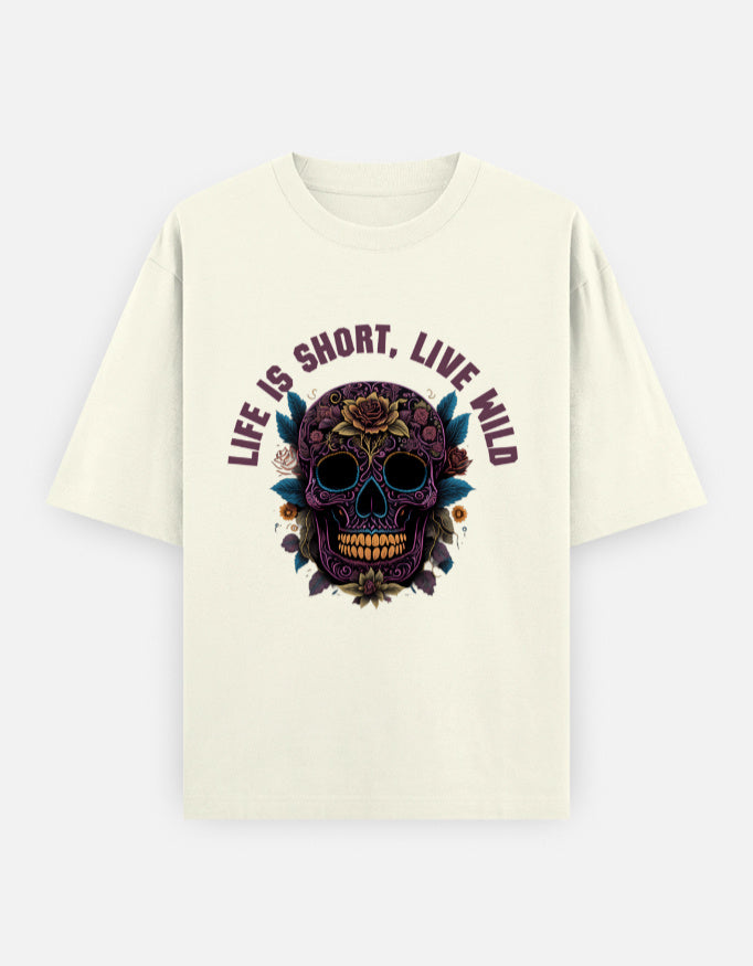 Live wild Gothic Skull T-Shirt