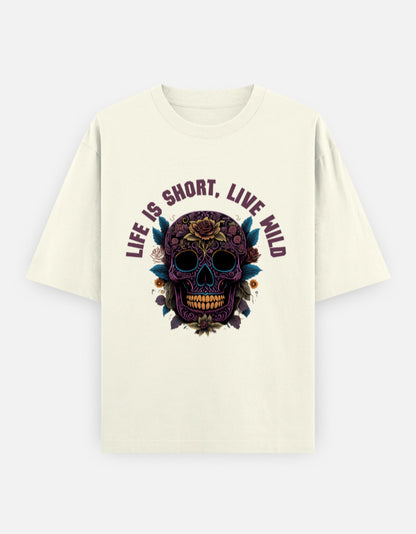 Live wild Gothic Skull T-Shirt