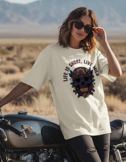 Live wild Gothic Skull T-Shirt