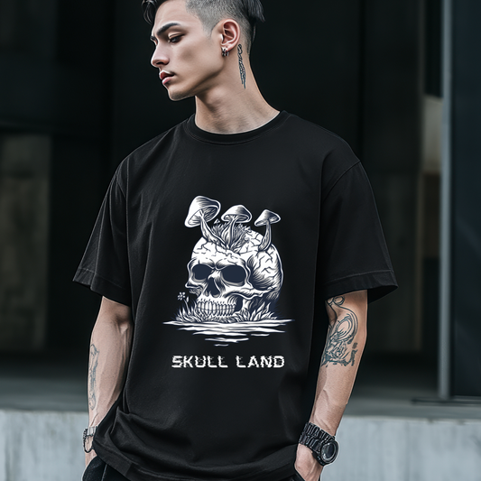 Skull Land Skull Mushroom Gothic Oversized T-shirt
