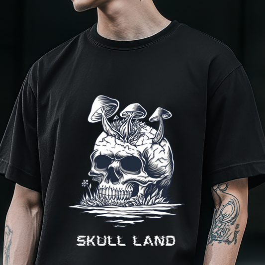 Skull Land Skull Mushroom Gothic Oversized T-shirt